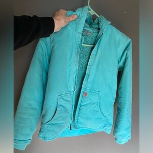 Bright Blue Girls Carhart Sherpa cozy coat